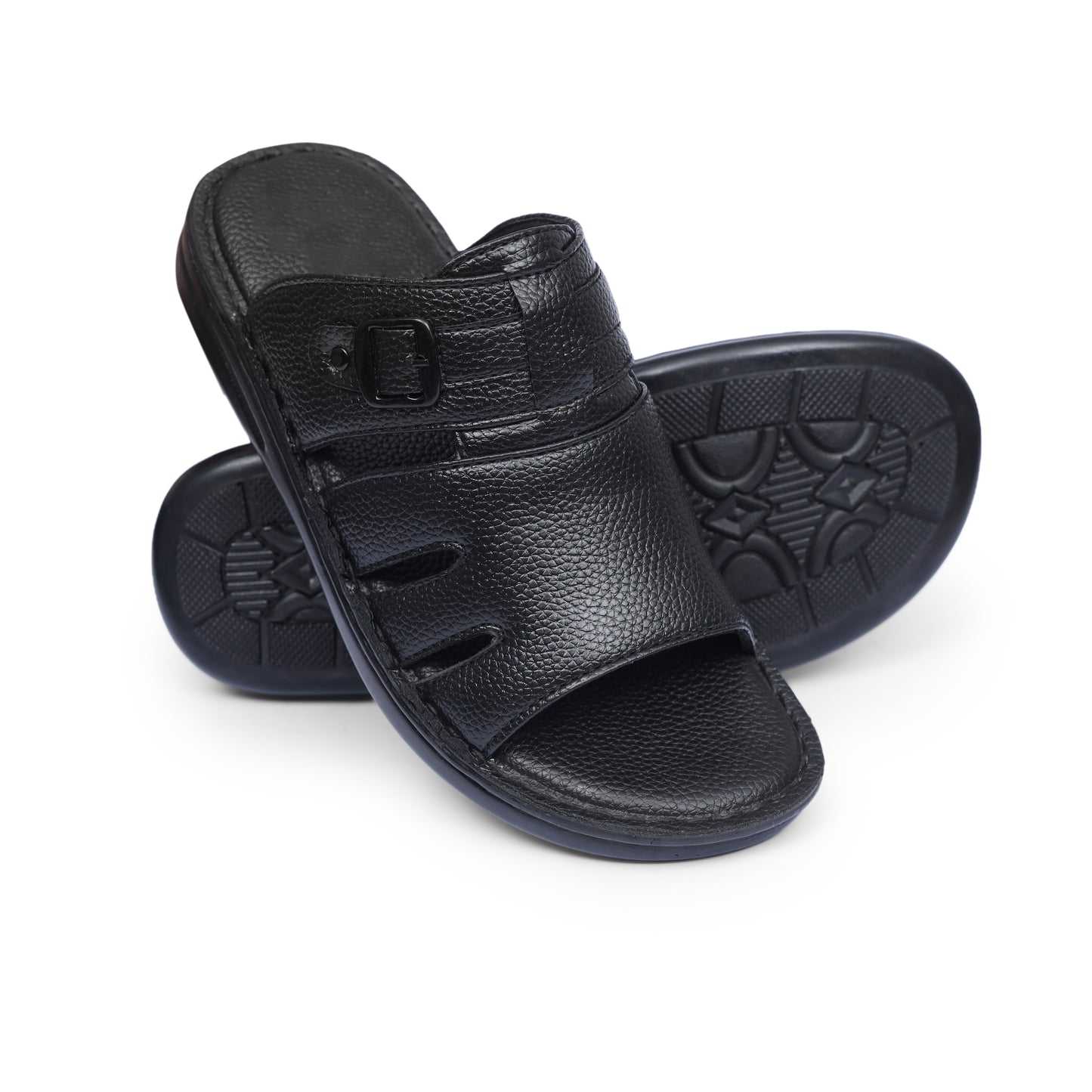 Hand Crafted Black Leather Chappal - T12