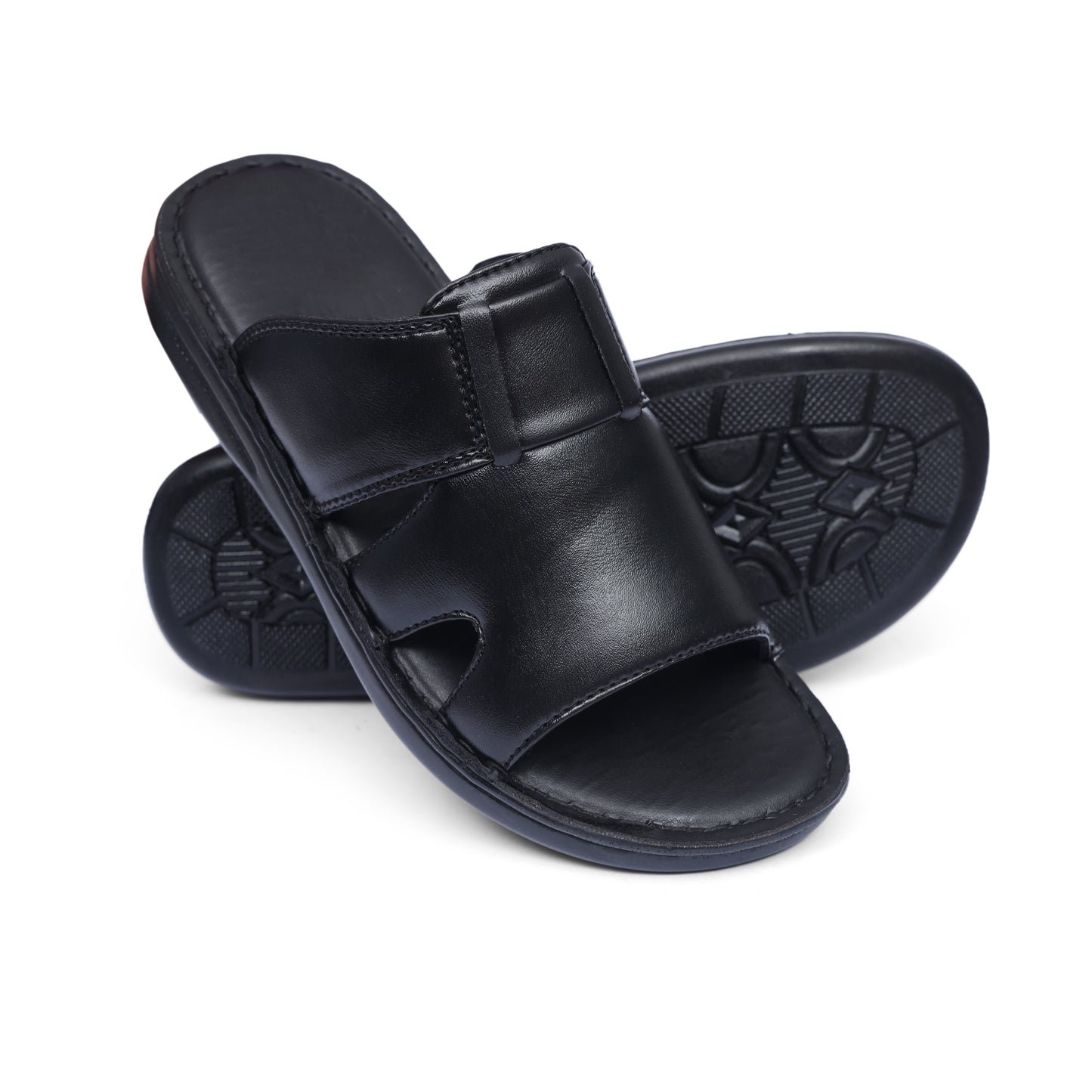 Hand Crafted Black Leather Chappal - T11