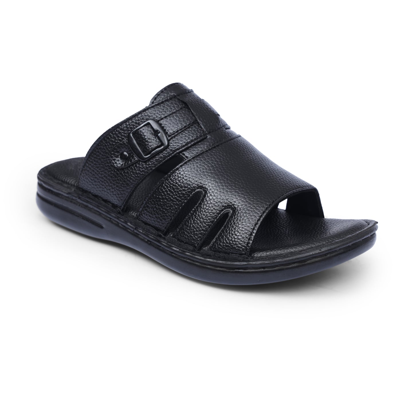 Hand Crafted Black Leather Chappal - T12