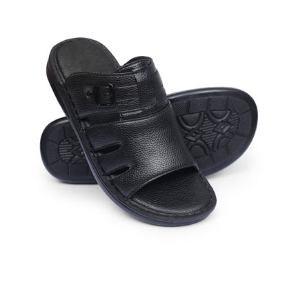 Hand Crafted Black Leather Chappal - T12