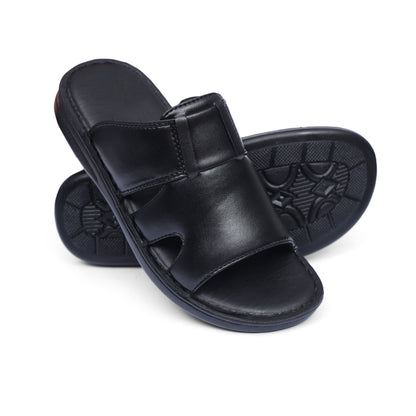 Hand Crafted Black Leather Chappal - T11