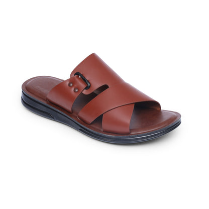 Cross-Buckled Tan Chappal - W8