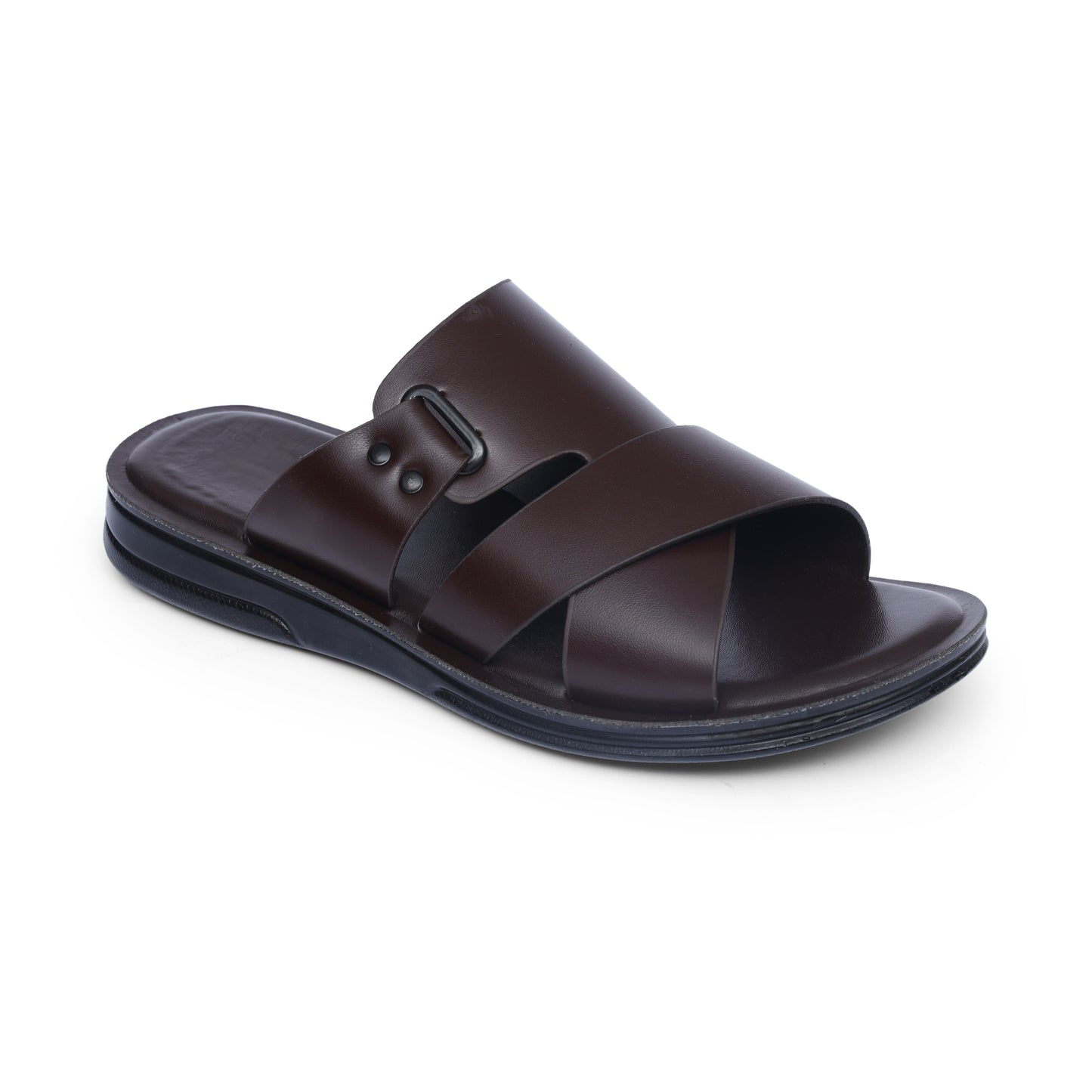 Cross-Buckled Brown Chappal - W8