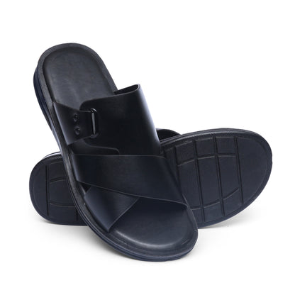 Cross-Buckled Black Chappal - W8