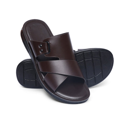Cross-Buckled Brown Chappal - W8