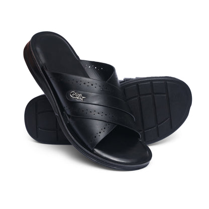 Dotted-Cross Black Chappal - W4