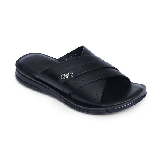 Dotted-Cross Black Chappal - W4