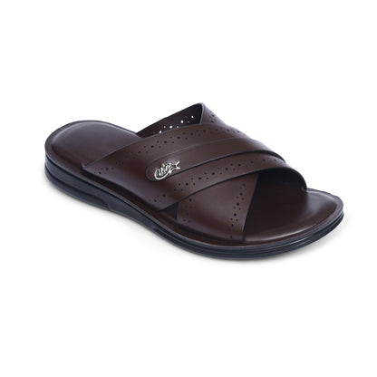 Dotted-Cross Brown Chappal - W4